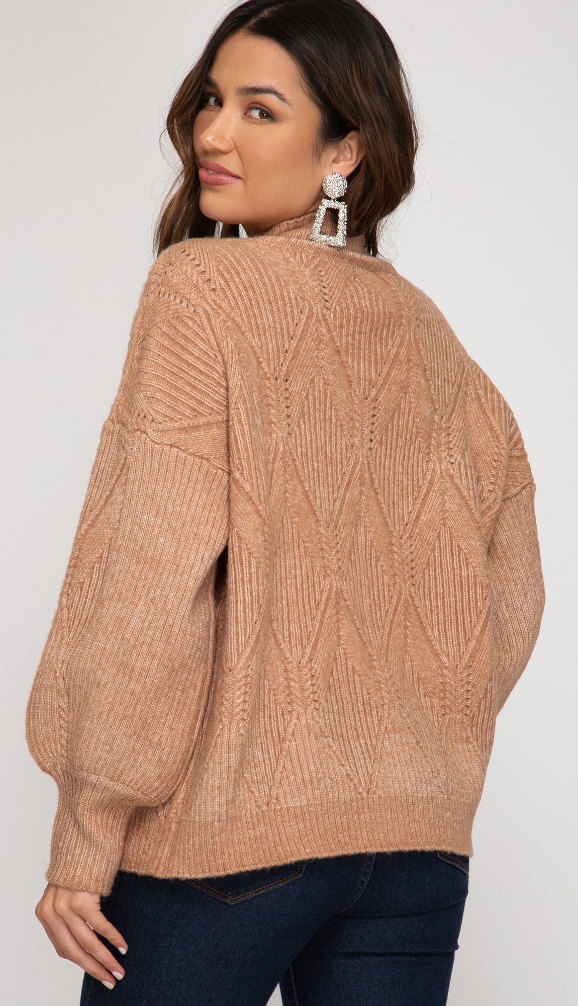 Friends And All Mock Neck Sweater- Ecru Ivory