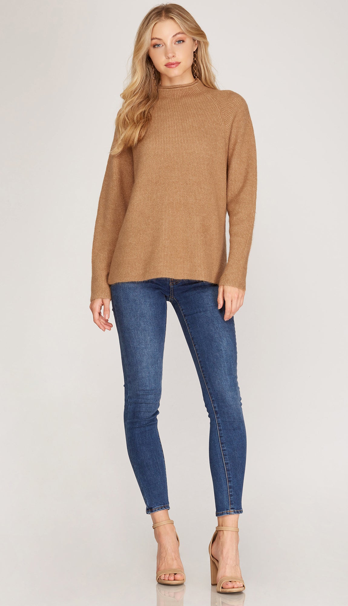 Jenny Mock Neck Sweater- Camel
