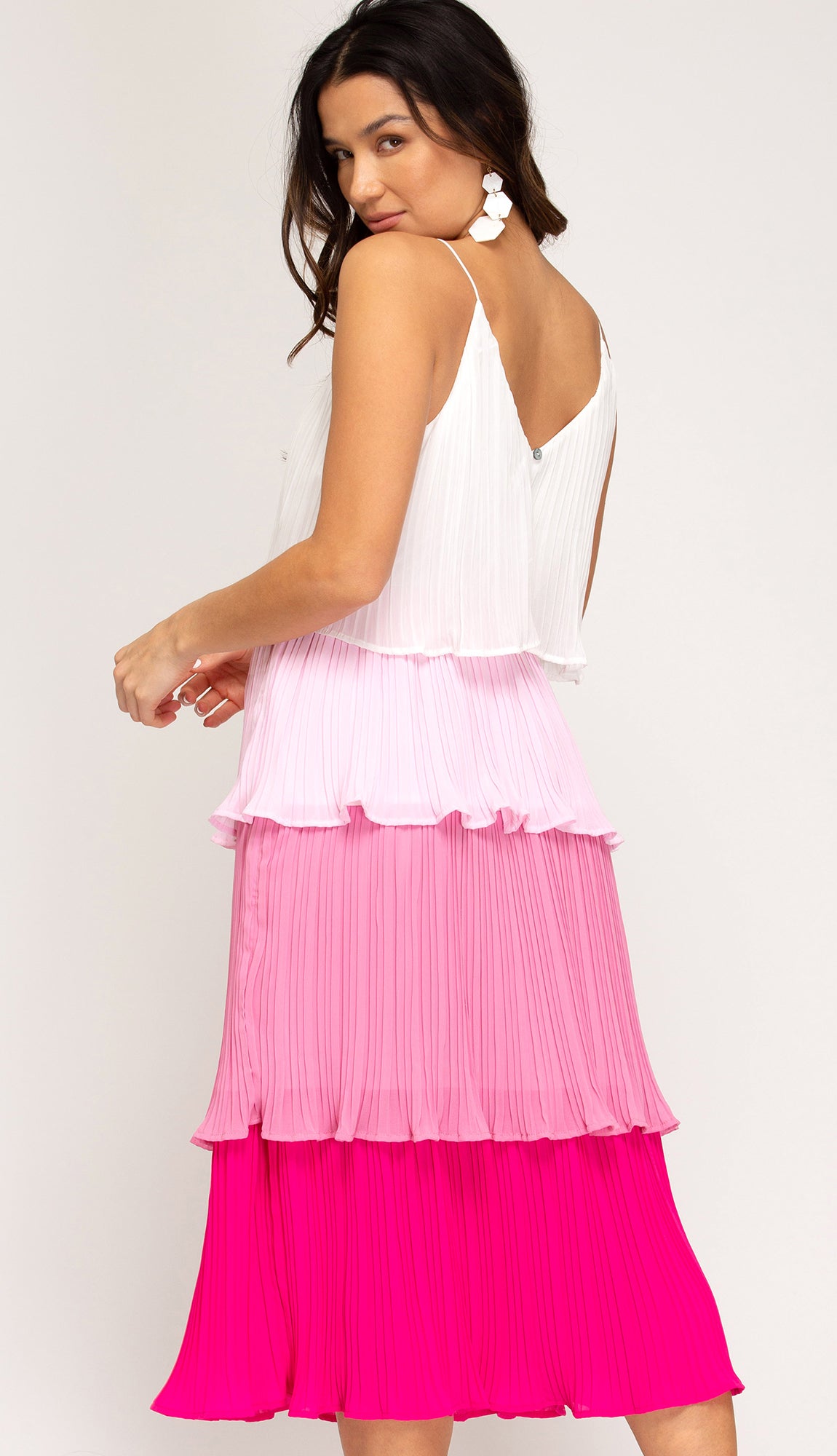 Color Me Happy Tiered Color Block Dress- Pink