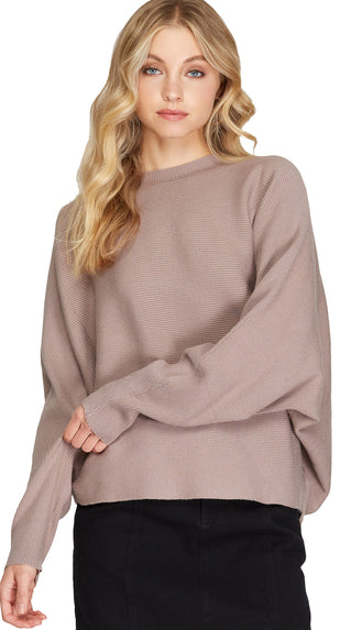 Leeza Dolman Sleeve Sweater- Mocha