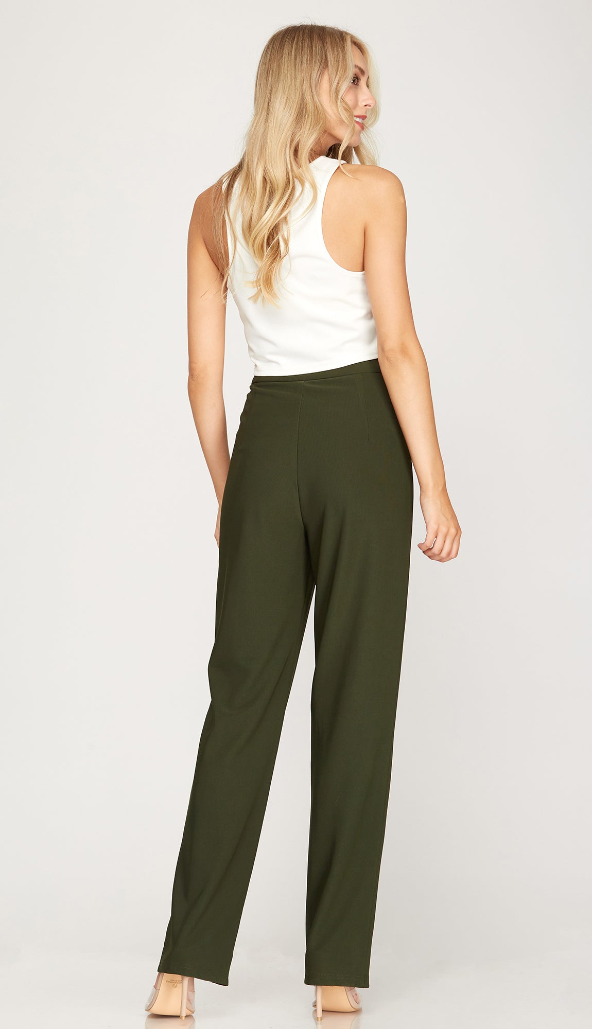 To My Office Front Slit Pants- Dark Olive