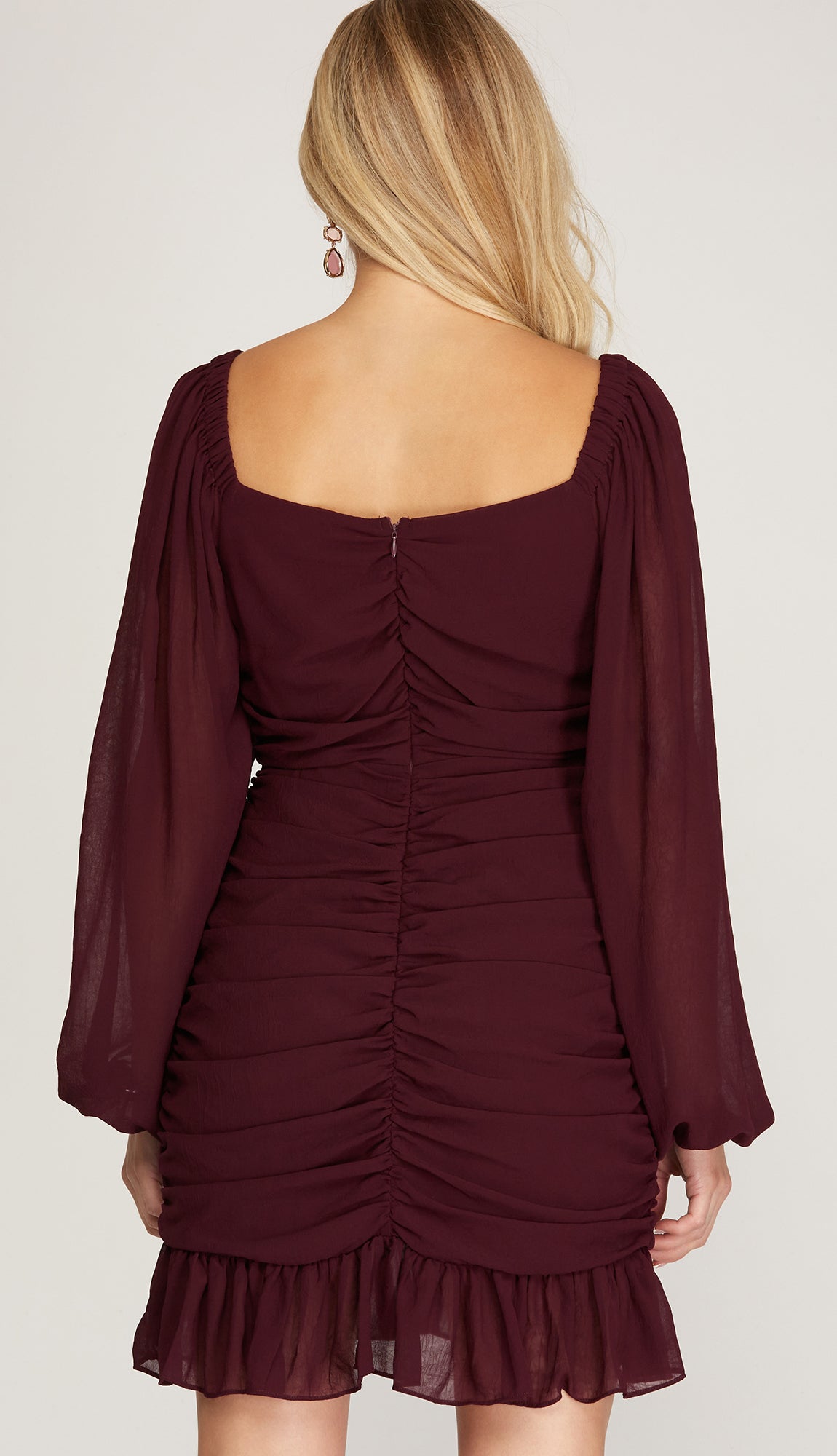 Cranberry Portage Rouched Dress- Wine