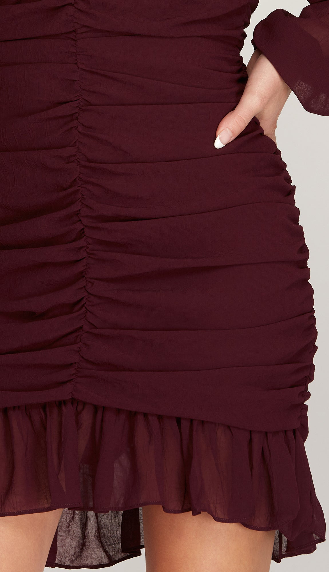 Cranberry Portage Rouched Dress- Wine