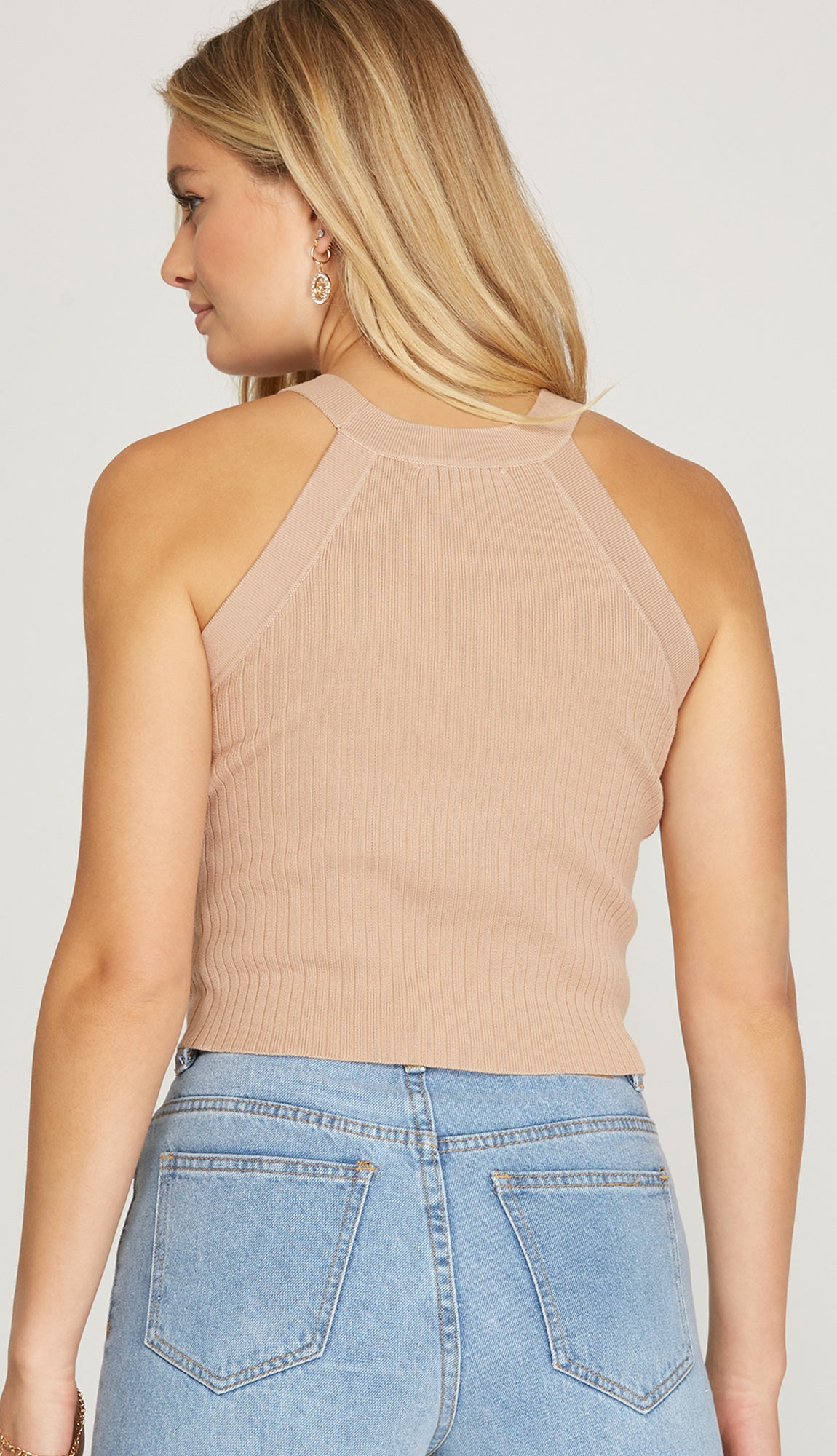 On Repeat Rib Knit Crop Tank- Off White