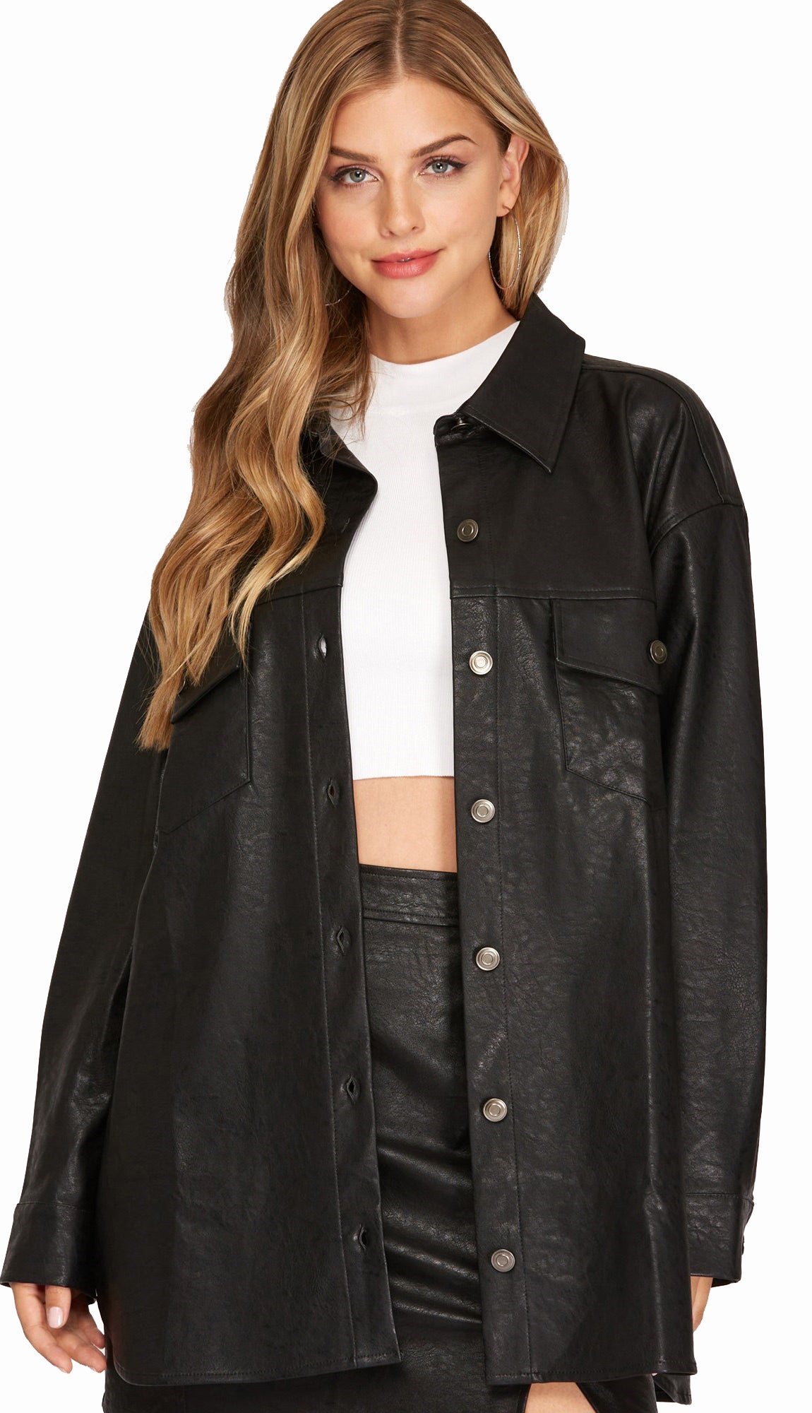 Cool Girl Faux Leather Jacket- Black