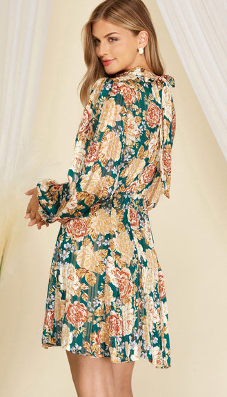 Thing Of Beauty Floral Dress- Sea Green