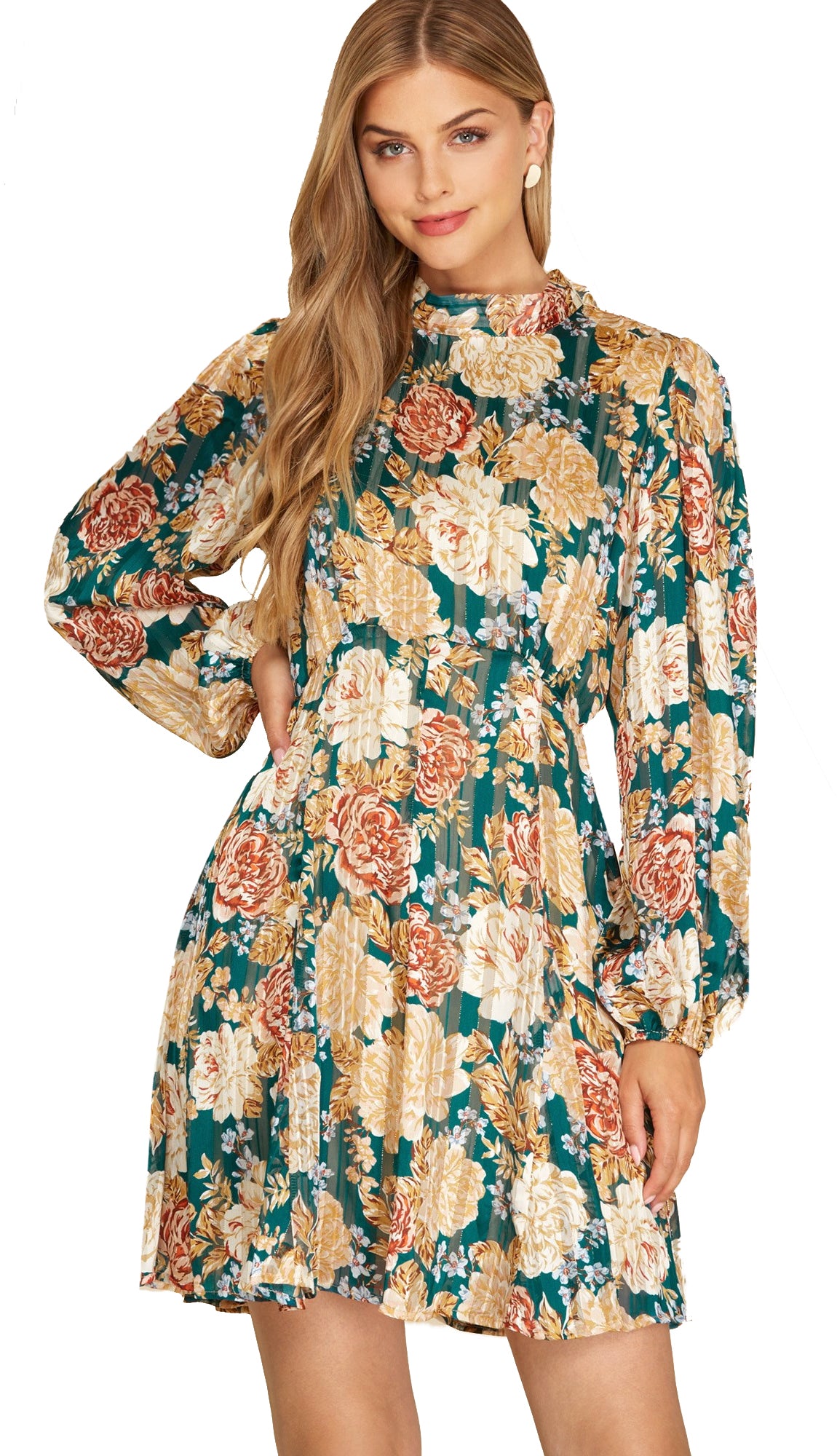 Thing Of Beauty Floral Dress- Sea Green