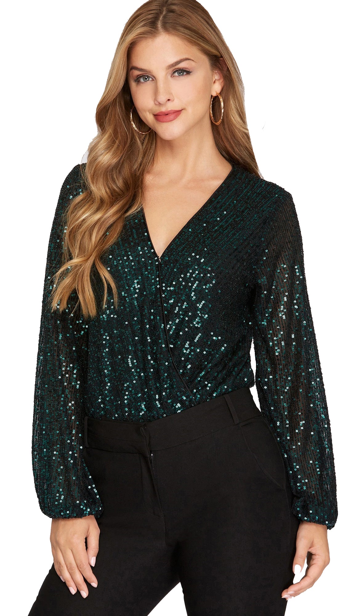 Life Of The Party Sequin Bodysuit- Peacock