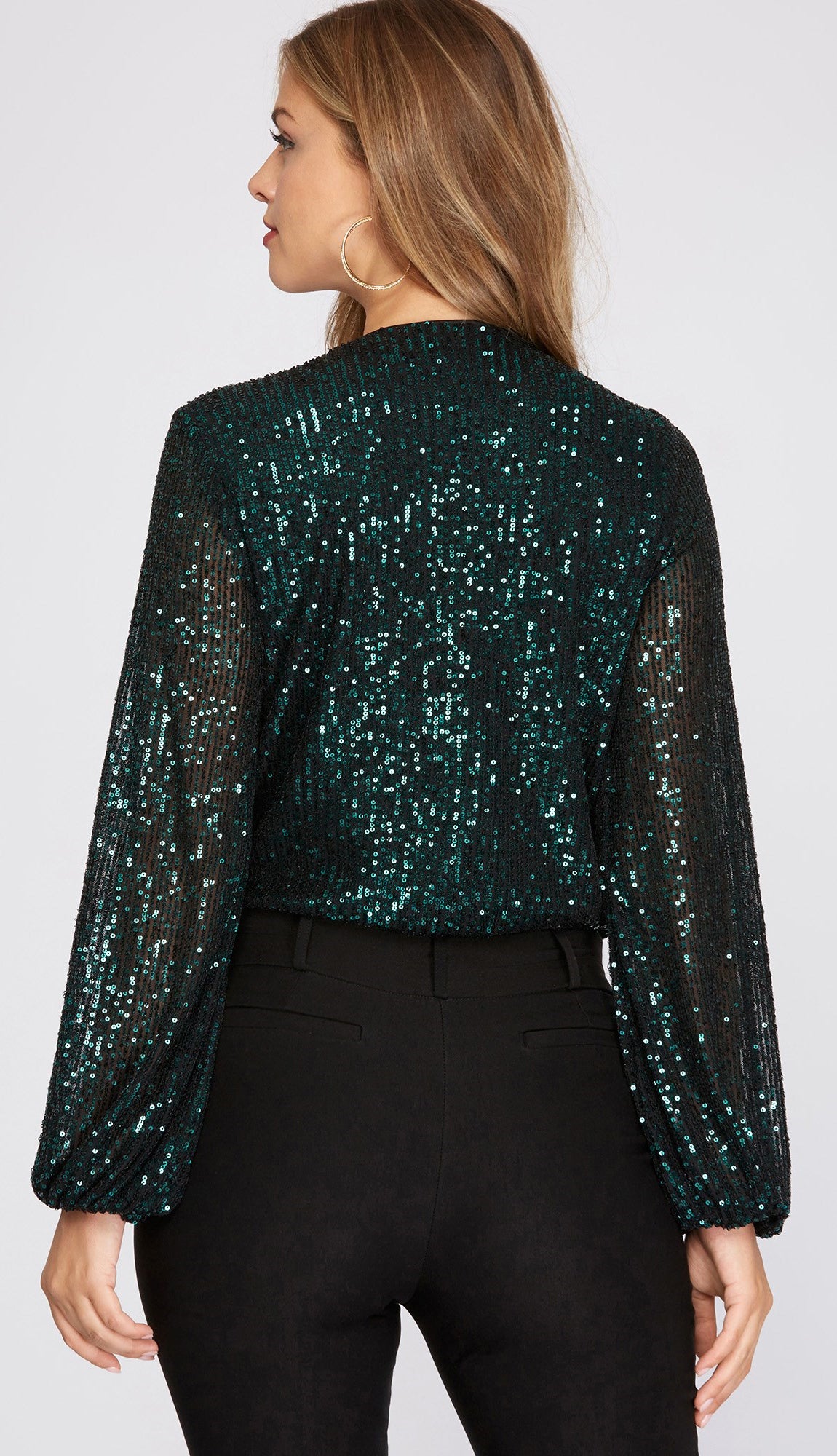 Life Of The Party Sequin Bodysuit- Peacock