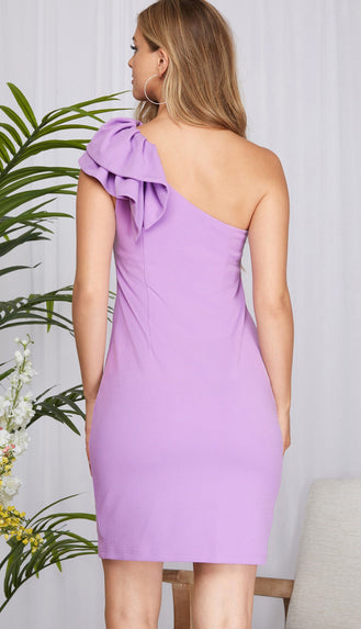 Kelsey One Shoulder Dress- Lavender