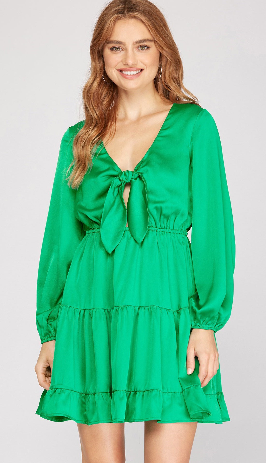 Lana Front Tie Dress- Green