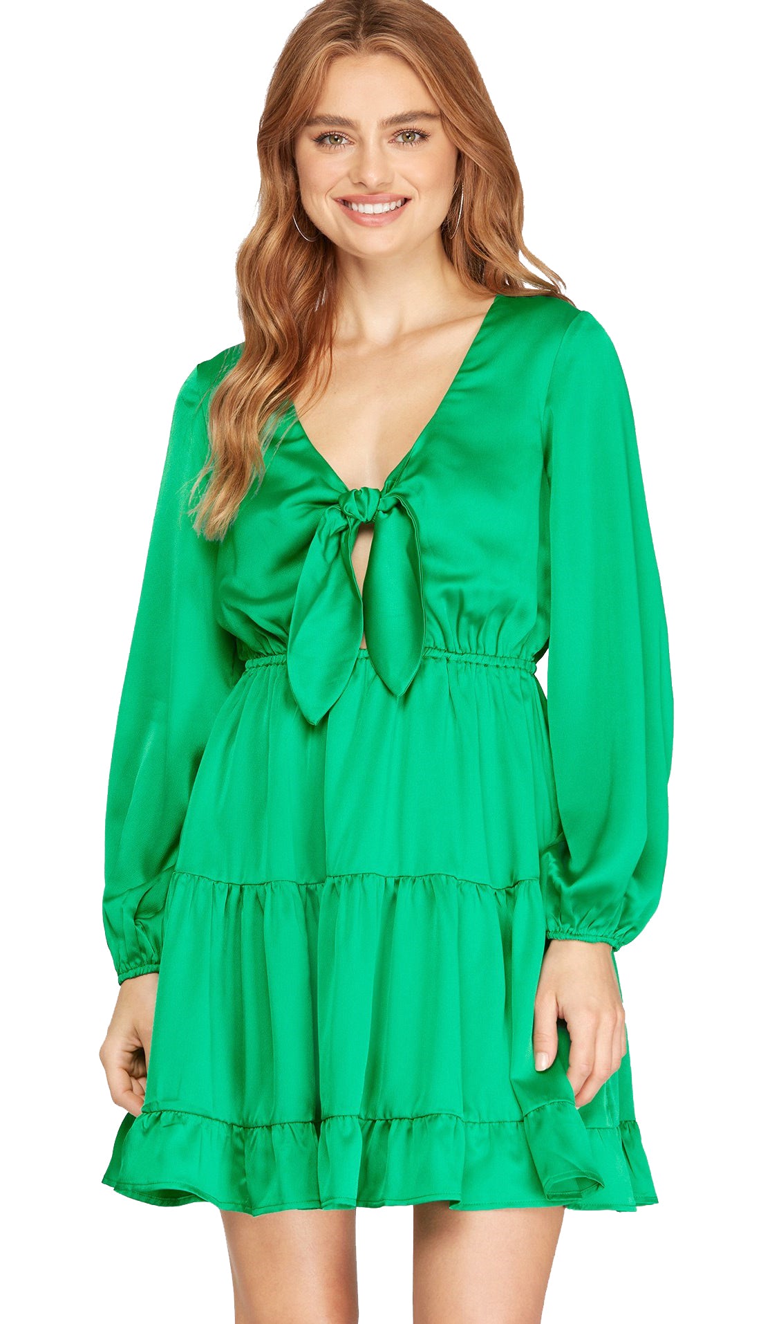 Lana Front Tie Dress- Green