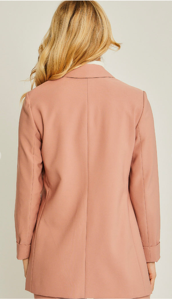 Class Act Solid Blazer- Pink