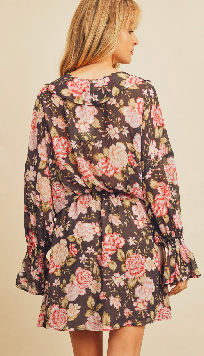 Accept This Rose Dress- Charcoal