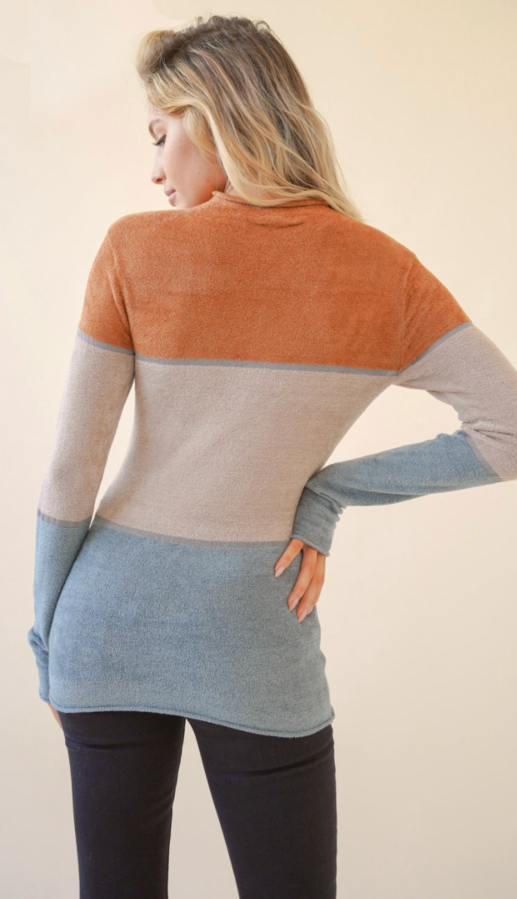 Softest Touch Color Block Top- Teal