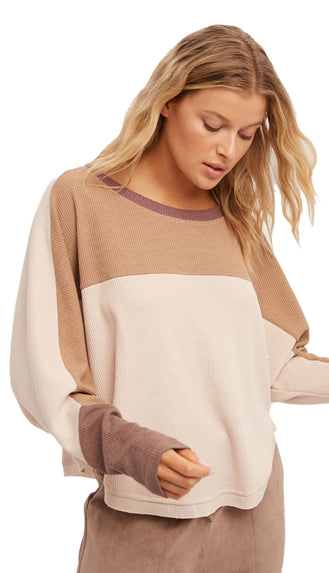 Perfect Companion Thermal Dolman Top- Camel