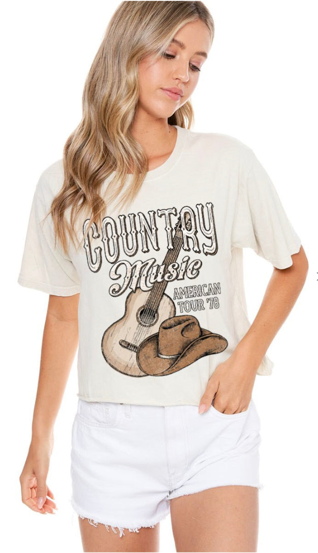 Country Music American Tour Cropped Graphic- Bone