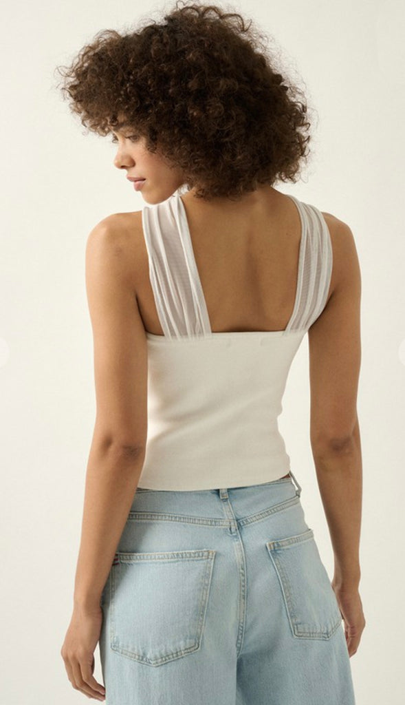 Piper Chiffon Cross Front Top- Off White