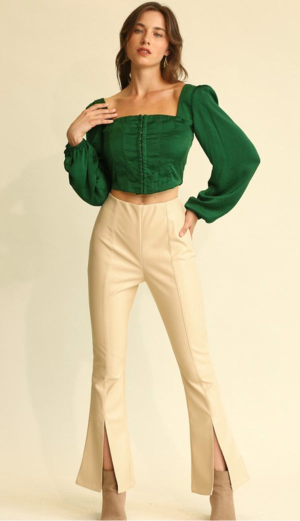 Buy Women Emerald Green V Neck Crop Top Online at Sassafras