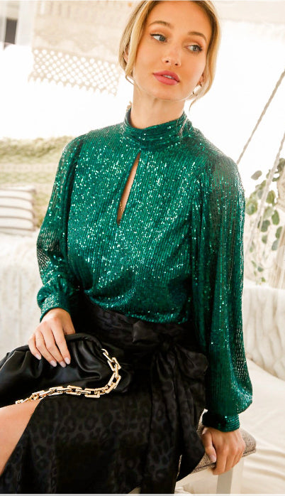 And Sequin Top- Green
