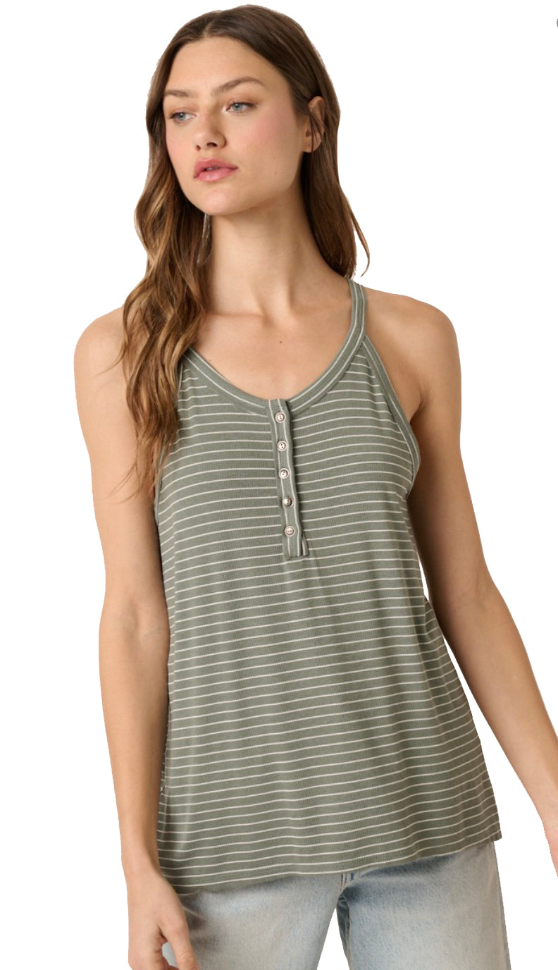 Casual Everyday Ribbed Tank- Sage/Ivory