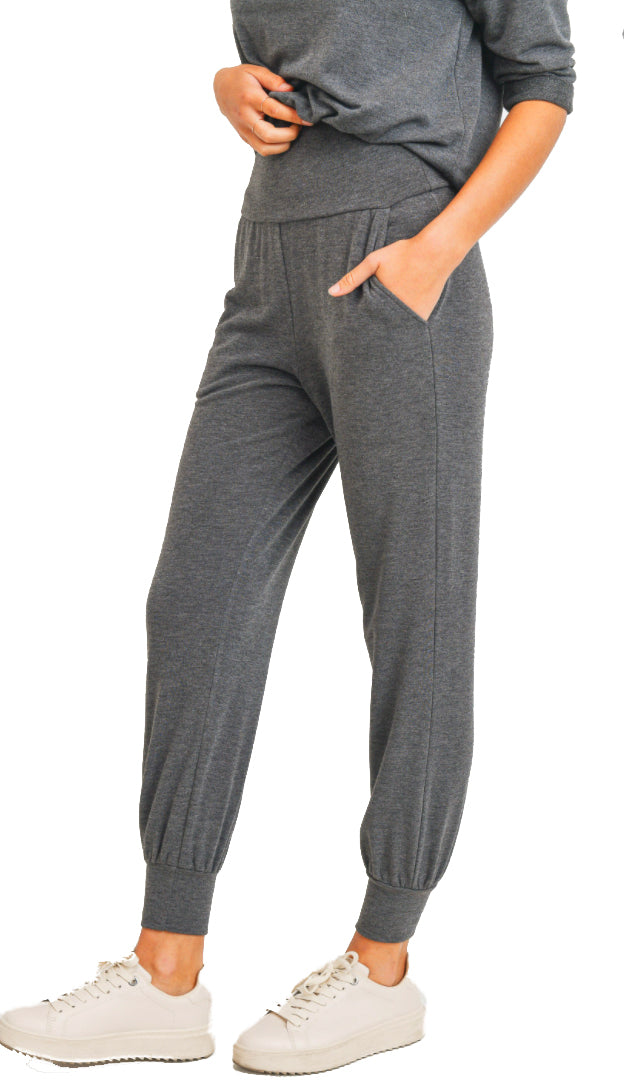 Cozy At Home Soft High Waisted Joggers- Deep Pink