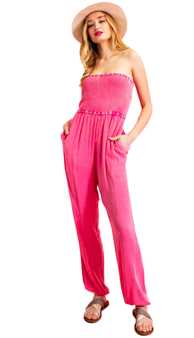 Pink Corduroy Jumpsuit - Belted Jumpsuit - Overall Jumpsuit - Lulus