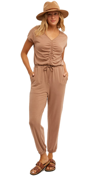 Hudson Soft Rucced Jumpsuit- Cappuccino