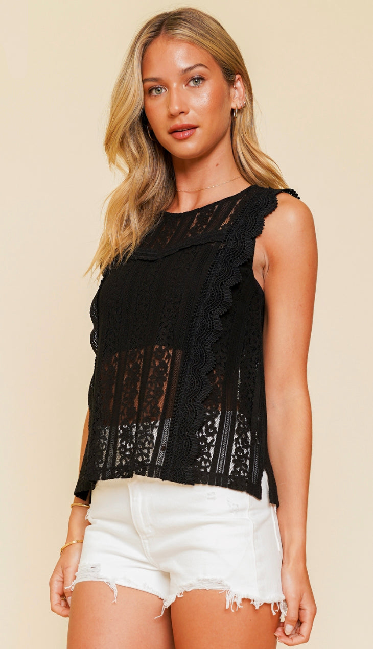 All About That Lace Tank- Black