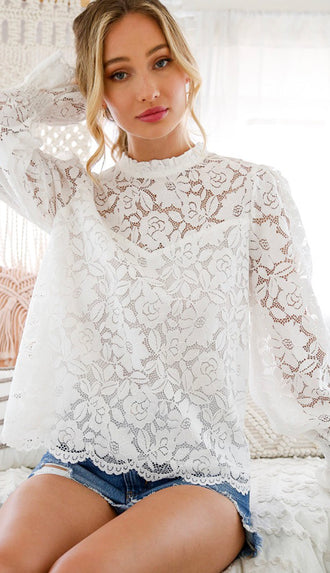 Everly Lace Blouse- Off White