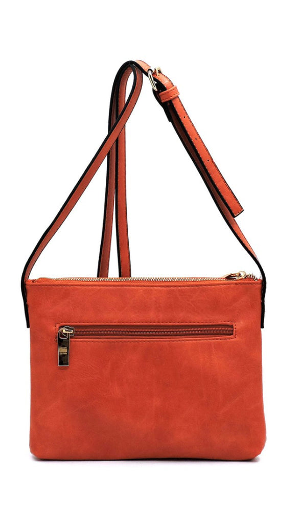 Laser Cut Flap Crossbody Bag- Rust
