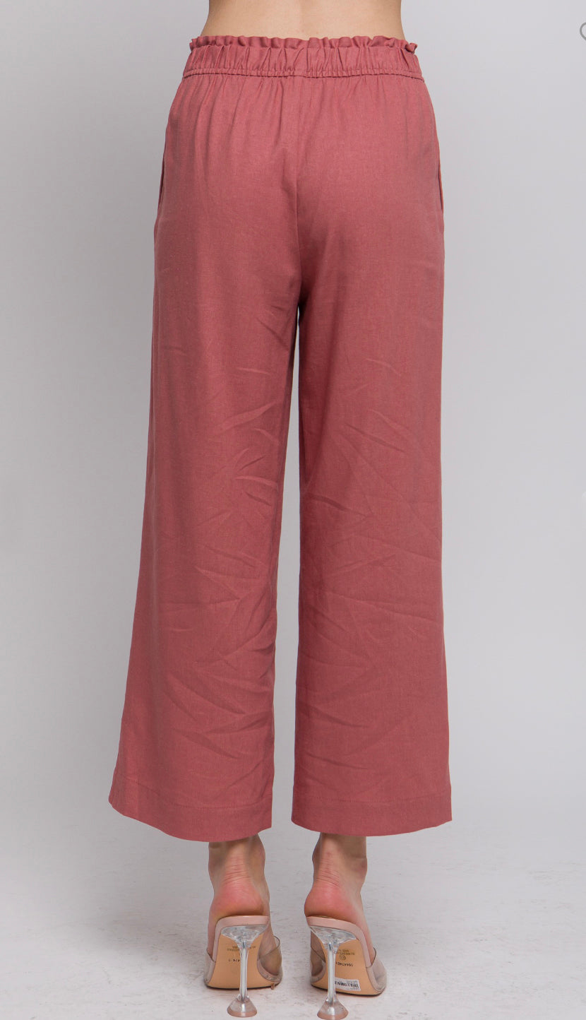 Linen Comfort Pants- Terra Pink