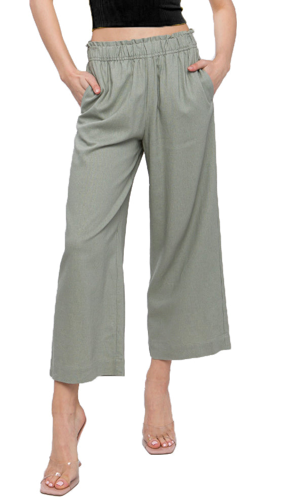 Linen Comfort Pants- Moss
