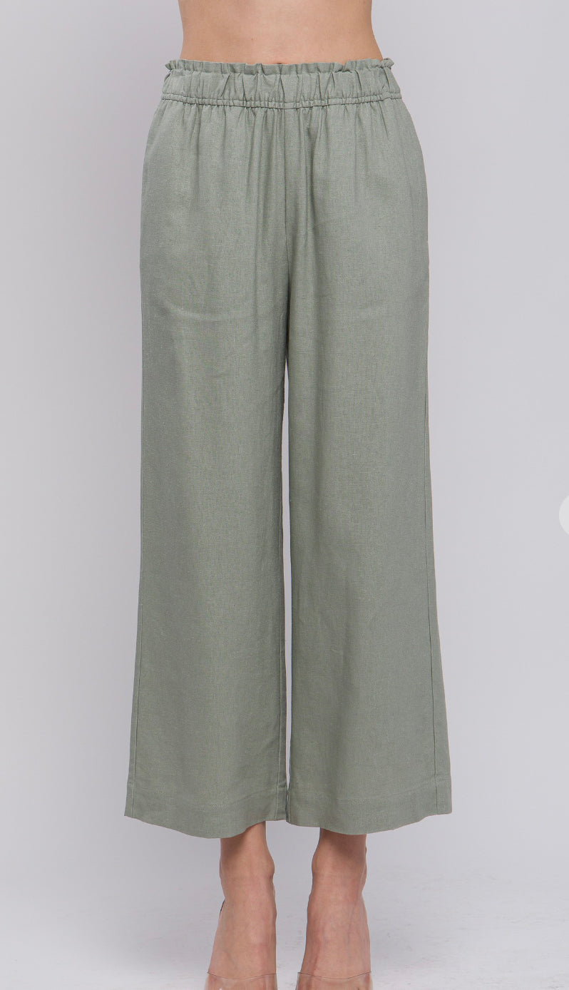 Linen Comfort Pants- Moss