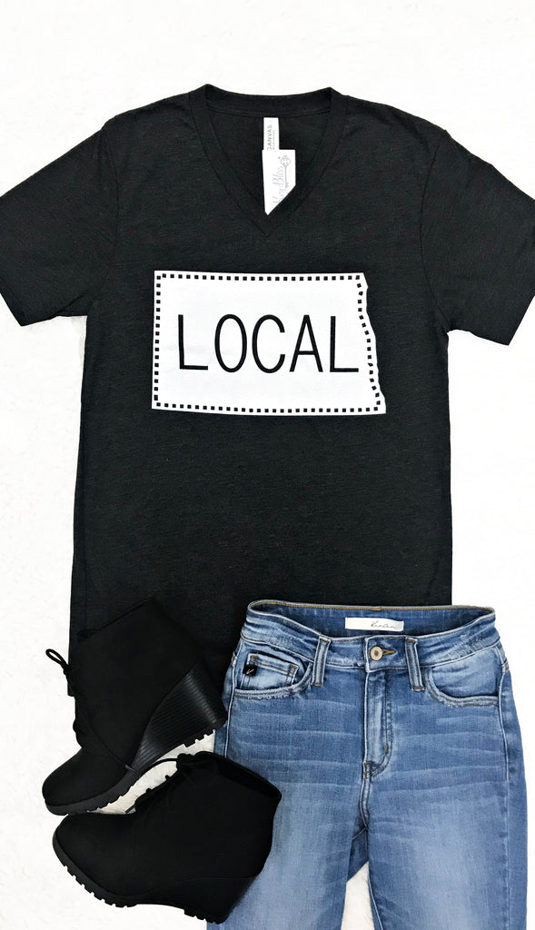 Local V Neck Tee- Black