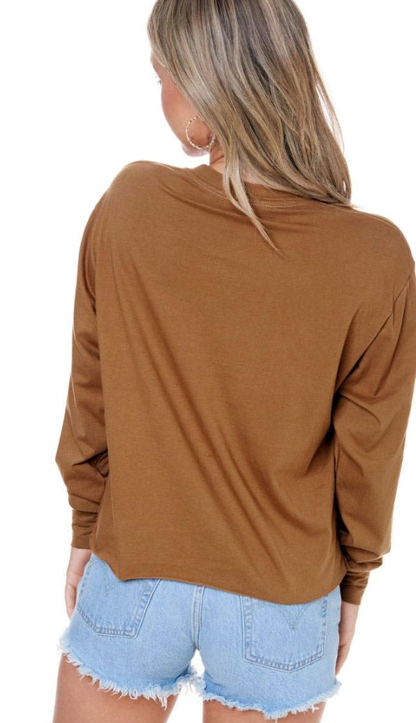 Long Horn Long Sleeve Graphic Tee- Copper