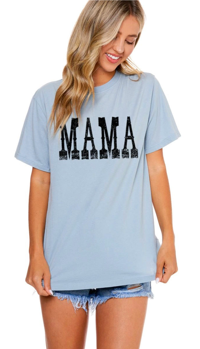 Mama Graphic Tee- Blue