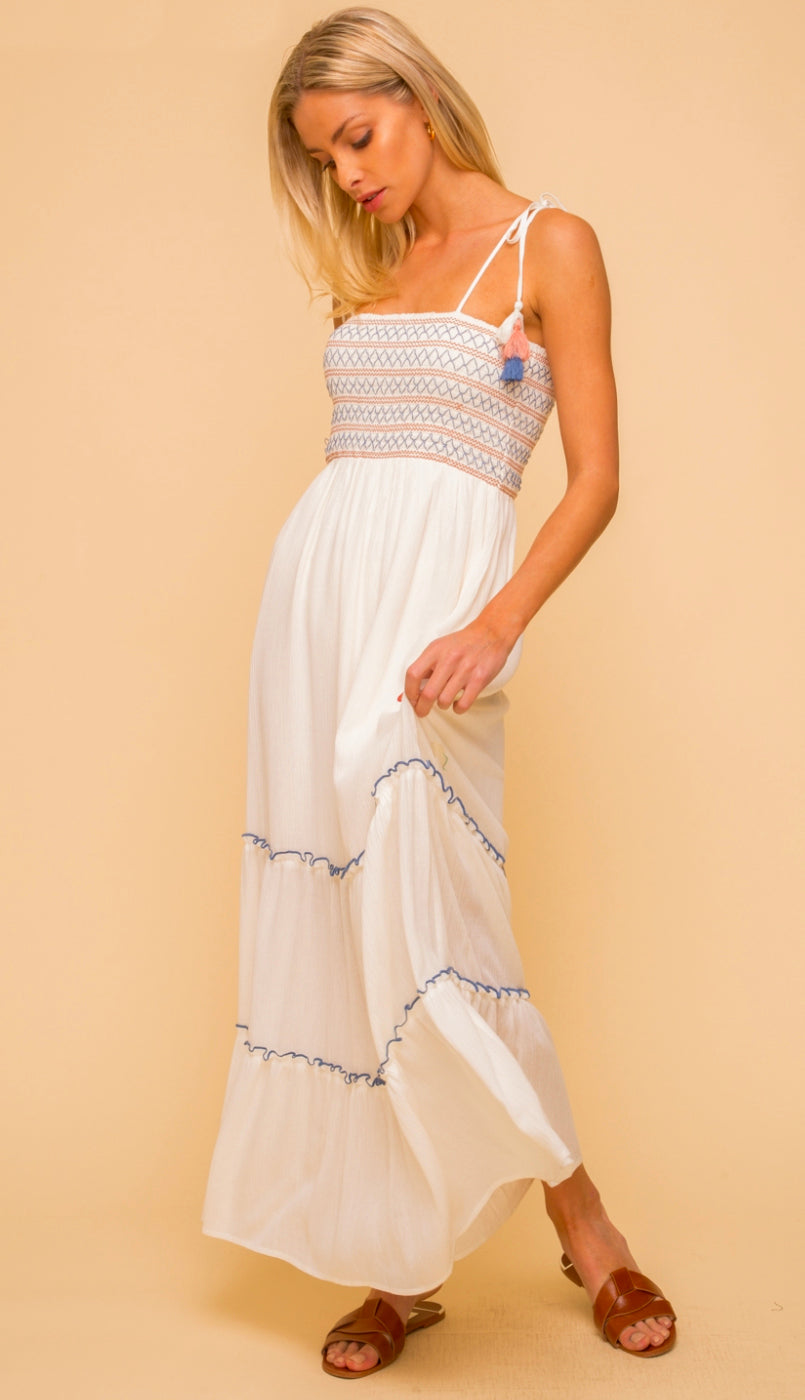 This Or That Tassel Maxi Dress- Off White