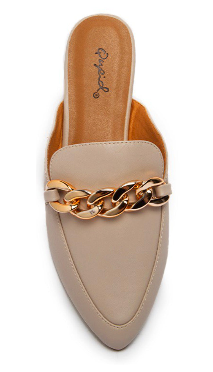 Chain Mules- Taupe/Grey