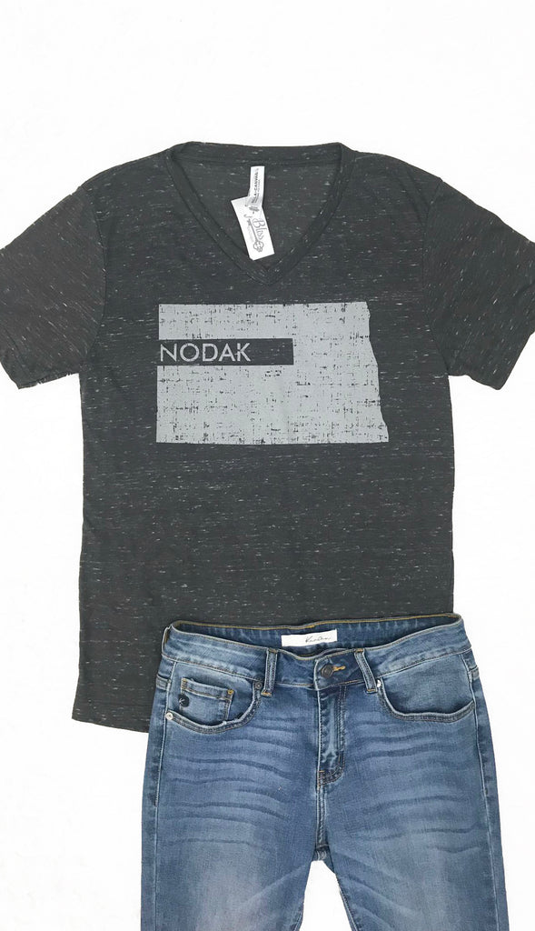 Nodak Distressed V Neck Tee