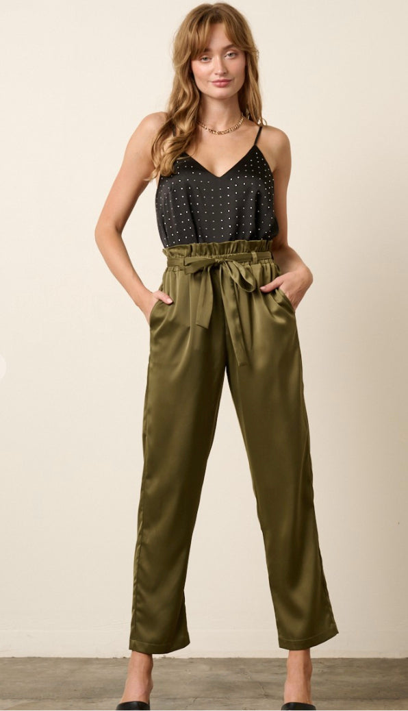 To My Office Front Slit Pants- Dark Olive