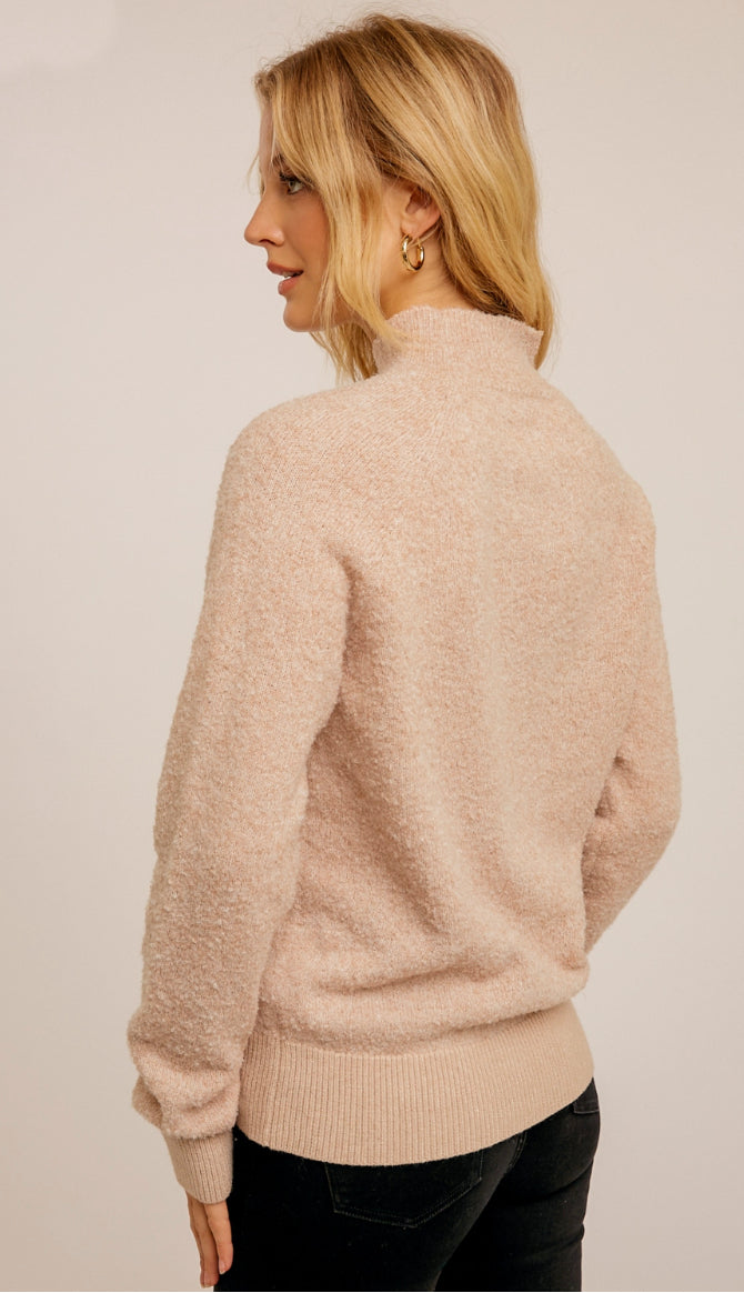 Haven Mock Neck Sweater- Pale Pink