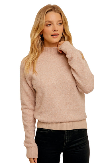 Haven Mock Neck Sweater- Pale Pink