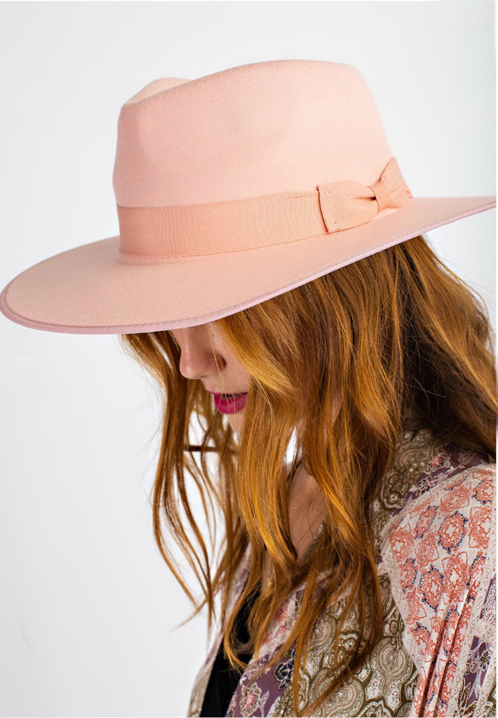 Ribbon Trim Wide Brim Hat