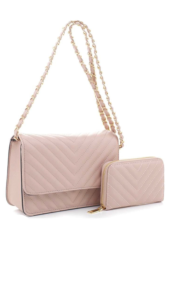 Quilted Magnetic Open Bag- Brown