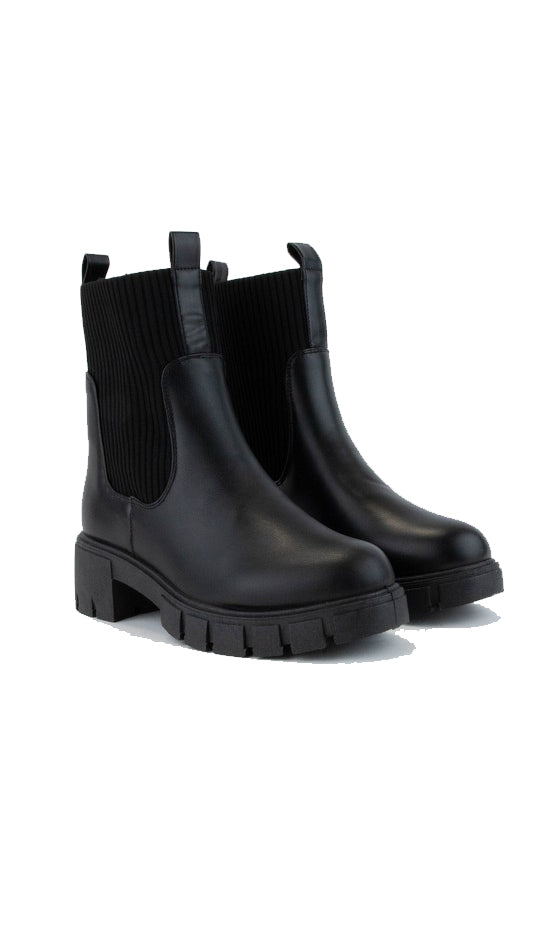 Renley Elastic Ankle Chelsea Boots- Black
