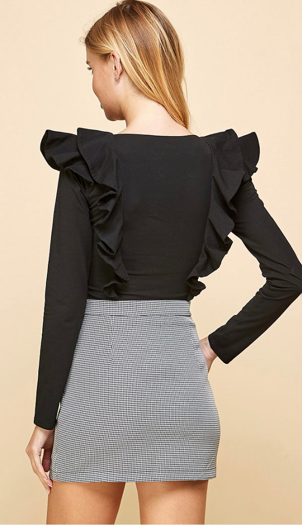 The Perfect Fit Ruffle Top- Black