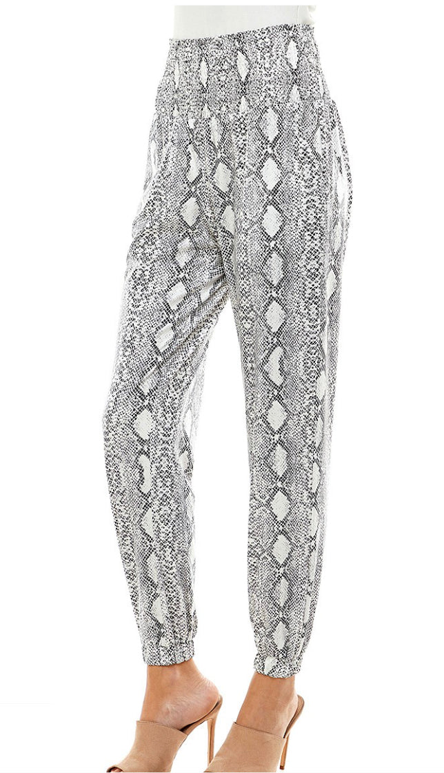 Searching For It Snake Print Joggers- White