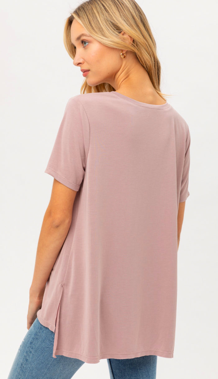 Soft Slouchy Modal Tee- Dusty Pink