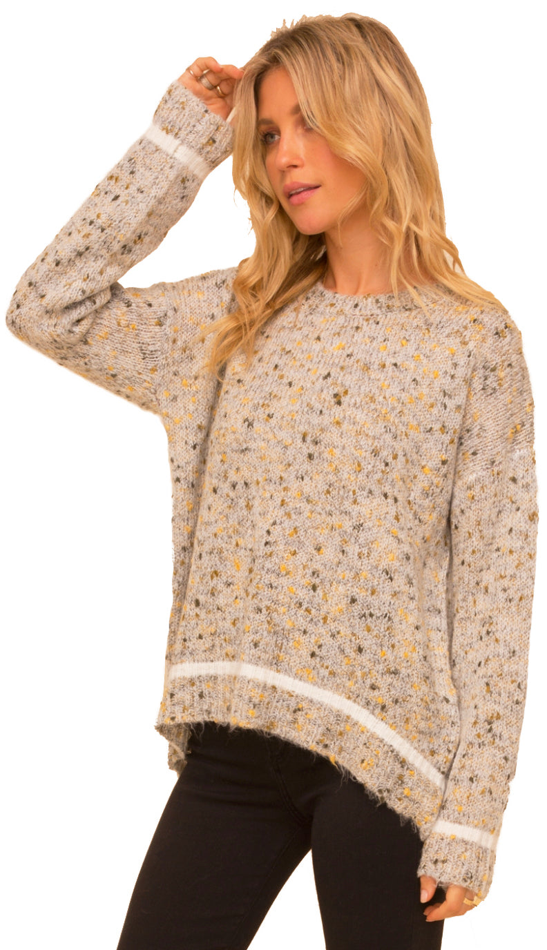 Arch Bottom Spec Sweater- Olive/Mustard